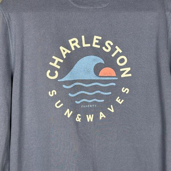 Faherty Sweatshirt Mens Large Faded Navy Charleston Full Zip Hoodie Terry Comfy - Picture 7 of 13